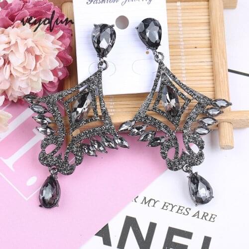 Veyofun Geometry Crystal Drop Earrings Luxury Rhinestone Dangle Earrings Fashion Jewelry For Woman