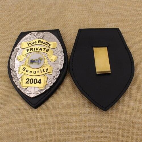 High quality custom American leather safety military badge holder