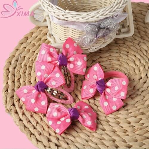 XIMA 4 Pieces 2.5inch Bows Children Accessories Hairband Dots Hair Bows Hairpins Lovely Bow Barrettes 8 Colors