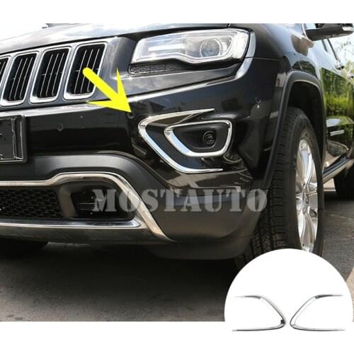 For Jeep Grand Cherokee ABS Front Bumper Protector Fog Light Cover 2014-2016 2pcs Silver/Red Car Accessories Interior Car Decor