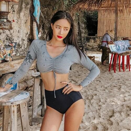 Swimsuit Bathing Suits Women Swiming Suit Beach Wear Swimming Trunks Womens Woman 2019 Ins Long Sleeve Size High Waist Sexy