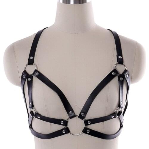Women Suspenders Buckle Corset Leather Harness Belt Bondage Breast Adjustable Chest Straps Punk Goth Bra BDSM Erotic Lingerie