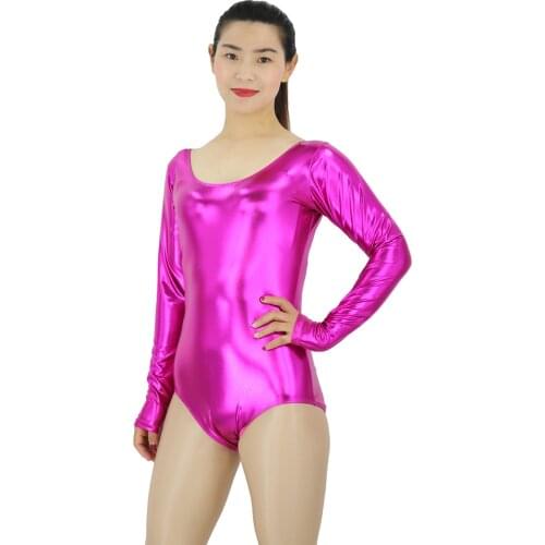 AOYLISEY Women Dance Leotard Shiny Metallic Long Sleeve for Men SilverGold Leotards Bodysuit Gymnastics Leotards Ballet Costume