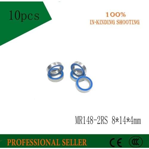 10pcs MR148-2RS 8*14*4 mm ABEC-5 Blue rubber seal double rubber sealing cover miniature deep groove ball bearing