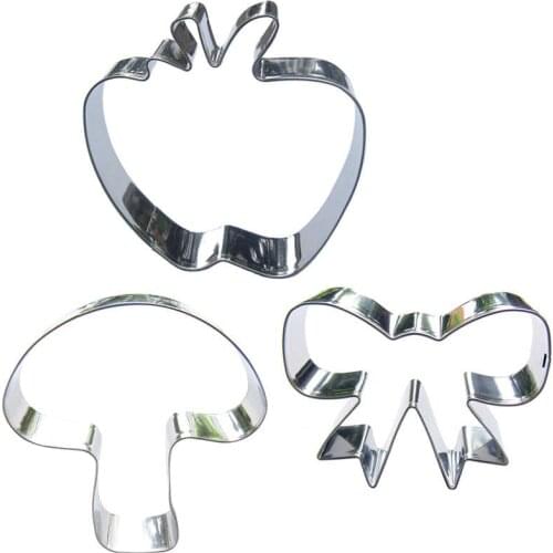 Apple, Mushroom, Bowknot shape 3 piece biscuit cutting molds, baking tools, cake decorating soft candy tools