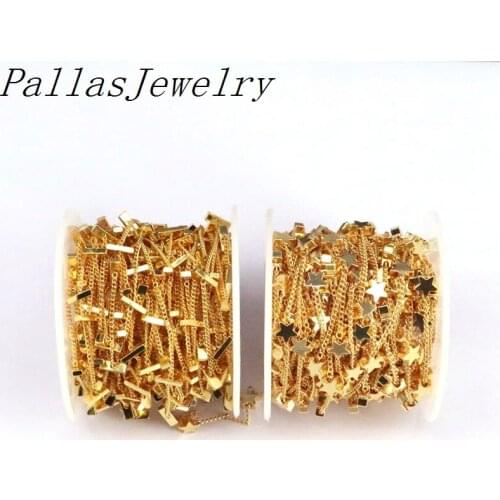 5 Meters Fashion Cute Thin Bars Stars Gold Color Chain for DIY Cable Chain Necklaces Bracelets Jewelry Making Accessories