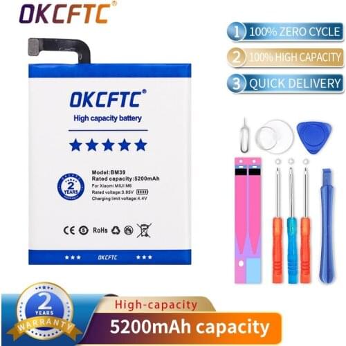 5200mAh BM39 Battery for Xiaomi MIUI M6 mi 6 mi6 Batteries High Capacity Replacement Battery Free Tools Retail Package