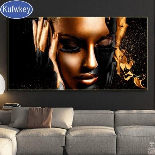 Golden black woman Diamond Embroidery Handmade Full drill Square 5d Diy Diamond Painting sexy lady Picture of Rhinestones