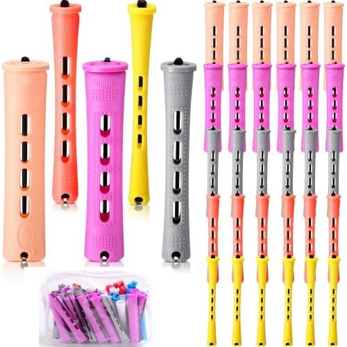 Perm Rods and 50 Pieces 5 Sizes Hair Rollers with Hair Cold Wave Rods Hair Curler for Women Long Short Hair（With bag