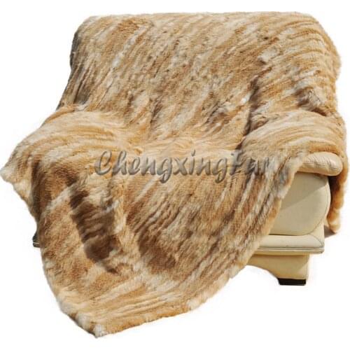 CX-D-10Q 200X150 Real Rabbit Fur Knitted Wholesale Throw Blanket