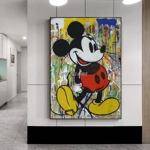 Disney Canvas Painting Cartoon Anime Mickey Minnie Mouse Love Life Wall Art Posters and Prints Pictures for Kids Room Home Decor