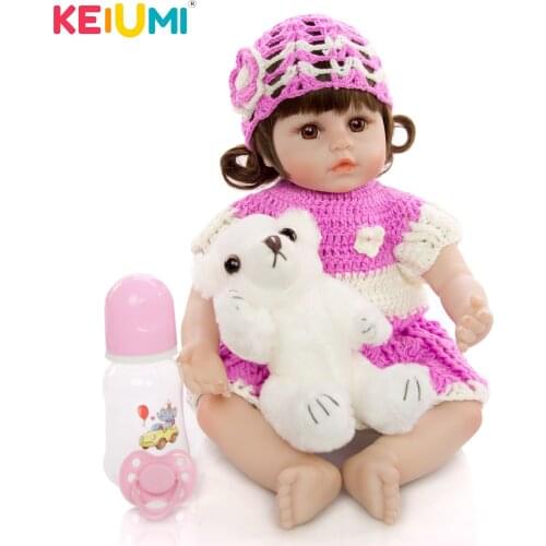 New Design Reborn Baby Doll 18'' 48 cm Lovely Soft Vinyl Cloth Body Boneca Reborn Doll Toy Realistic Baby Bedtime Playmate Gift