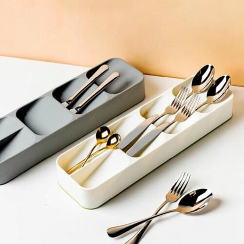 Cutlery Storage Tray Knife Block Holder Tableware Organizer Spoon Fork Separation Box Kitchen Drawer Plastic Container Cabinet