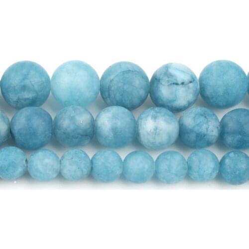 6/8/10mm Matte Dark Blue Jades Stone Beads Round Loose Beads For Diy Bracelet Accessories Jewellery Making 15''/Strand
