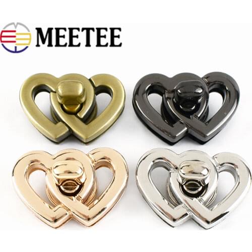 Meetee 2/5Pcs 37x25mm Metal Turn Lock Snap for Handbag Women Bag Twist Locks Clasp Closure DIY Buckle Hardware Accessories KY839