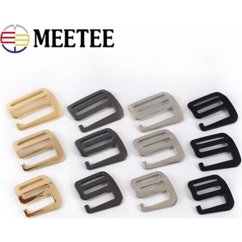 Meetee 4pcs 25/32/38mm Metal Tri-Glide Hook Adjust Buckles Handbag Webbing Strap Slider Hooks Clasp DIY Belt Ring Part Accessory