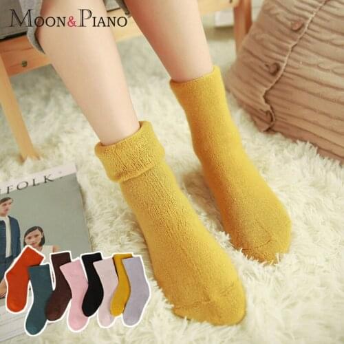 Fashion Hot Double-Layer Casual Home Sock Autumn And Winter Warm Solid Color Terry Thick Towel Floor Men And Women Socks Gift