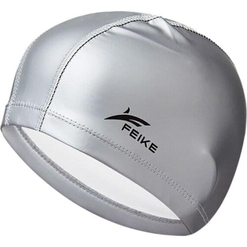 Men Women Adults Elastic Waterproof PU Fabric Swim Cap Sports Swim Pool Hat Swimming Caps Long Hair Ears Protection Hat