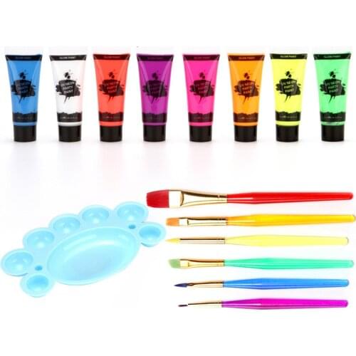 10ml Body Paint Set Black light Face and Makeup Fluorescent Face Paints for henna tattoo Face Christmas Halloween Costume Party