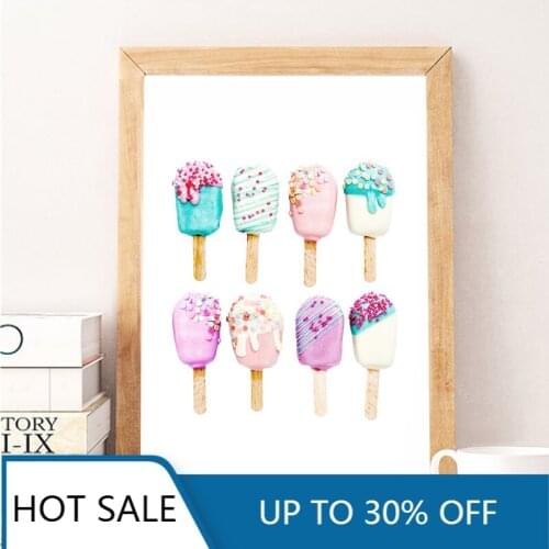 Popsicle Wall Art Canvas Painting Posters Prints Summer Pastel Sweets Ice Cream Dessert Shop Nursery Kids Room Decor Wall Decor