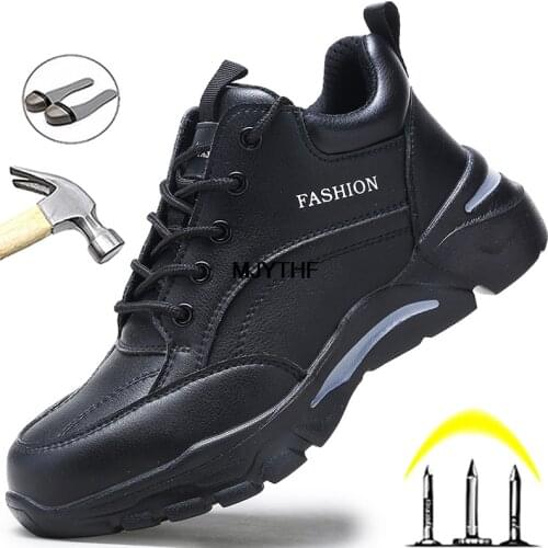 New Waterproof Safety Shoes Men Boots Anti-smash Anti-puncture Work Sneakers Men Steel Toe Shoes Light Indestructible Shoes