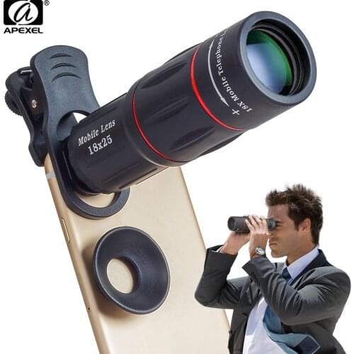 APEXEL Camera Lens 18X Telescope Zoom Telescope Mobile Phone Lens With clips Universal for iPhone Xiaomi Smartphones APL-18XT