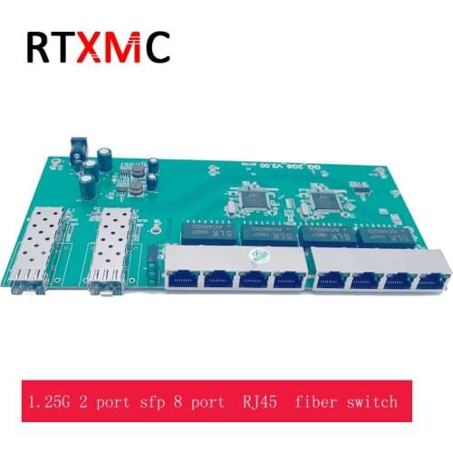 PCB gigabit fiber switch sfp port media converter 2port sfp 8port RJ45 1.25G ethernet optical fiber switch FTTH 1310nm/1550nm
