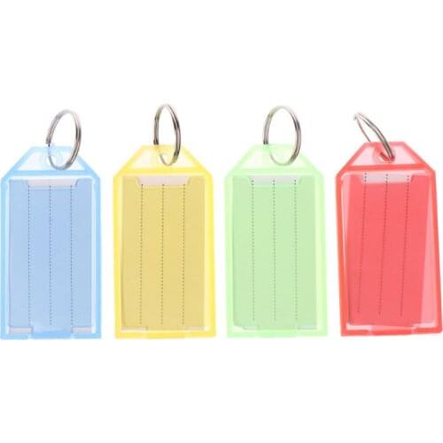 50pcs Plastic Key ID Label Tags with Split Ring Keyring Name Address Hiking Window Luggage Card
