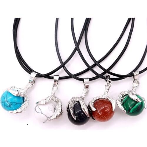 Colorful Round Shape Semi-precious Stones Pendant Charms 1pcs 22x31mm Handmade DIY Jewelry Pendant Necklace Findings Accessories