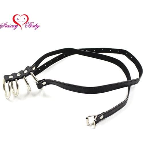PU leather belt fasten cock ring Bondage Restraint Delay Fun Penis Rings male sperm Time Ejaculation Delay Sex Toys SJR022