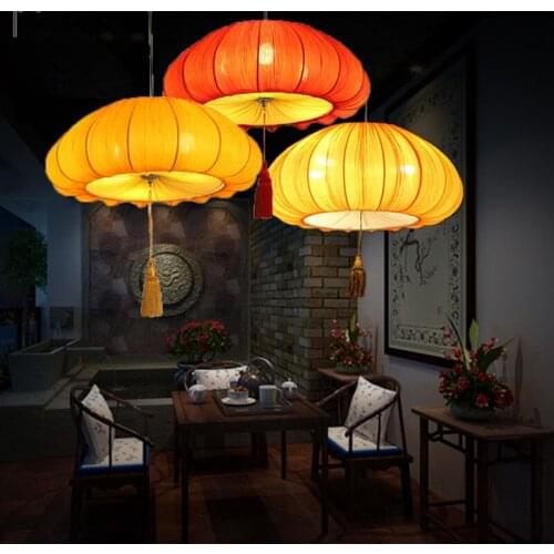 Garden pumpkin lamp Chinese marine fabric pendant lights teahouse box dining room living room lamp shaped lantern LU621 ZL467