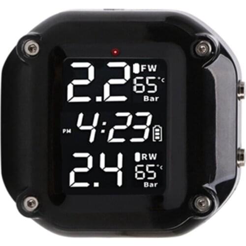Motorcycle Tire Pressure Monitor System Moto TPMS Auto Bike Tyre Alarm LCD Real Time Monitor for Two-Wheeled Motorcycle