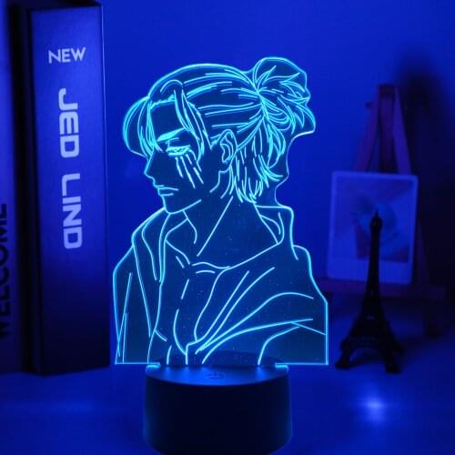 Anime Light Attack on Titan 4 Eren Yeager Figure for Bedroom Decor Night Light Kids Birthday Gift Shingeki No Kyojin 3d Lamp