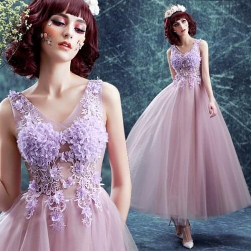 Free ship light lavender flowers embroidery victorian long dress medieval Renaissance princess /party/event