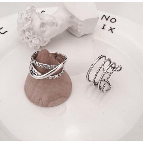 Twist Ethnic Style Irregular Minimalist Multi-layered Rings Fine Jewelry Fashion Trendy Open Ring for Women Party Bijoux Femme