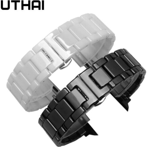 UTHAI Premium Ceramic For Apple Watch Band For iWatch 3/2/1 42mm/38mm Strap For apple watch 4 5 40MM 44MM Fashion watchband A07