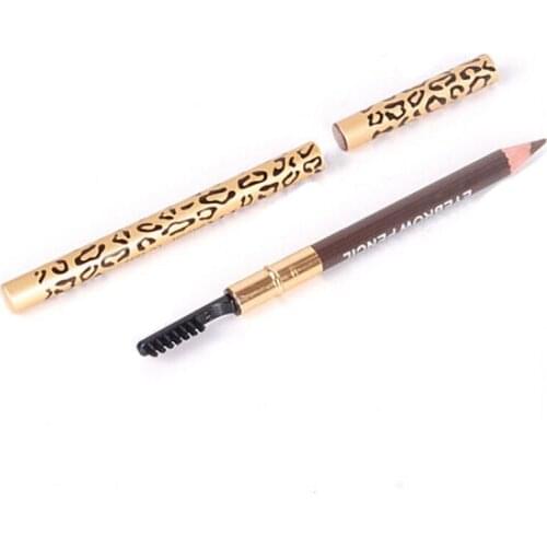 Waterproof Make Up Leopard Longlasting Eyeliner Eyebrow Eye Brow Pencil & Brush Light Coffee Hottest
