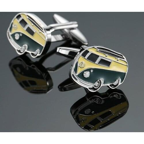 Blue bus Cufflinks brand new jewelry high quality bus Cufflinks mens shirt suit pin badge gifts wholesale and retail