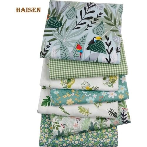 Green Floral Calico Printed Cotton Fabric Twill Cloth For DIY Sewing Baby&Kids Bedding Quilting Dress Textile Material,By Meter