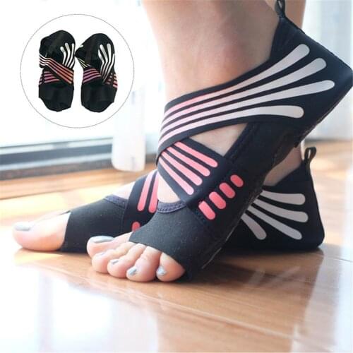 Womens Half Toe Five-Toe Grip Non-Slip Soft Soles Professional Ballet Yoga Socks Pilates Shoes