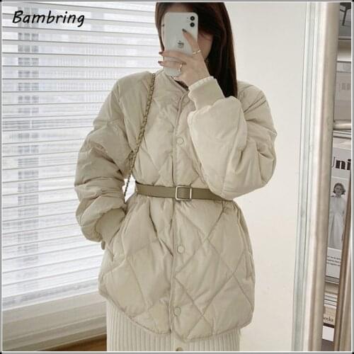 Winter Diamonds Coat Women Cotton Thick Warm Sweet Plus Size Jacket New Design Office Lady Simple Commute Outwear Cotton Clothes