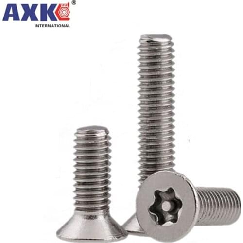 10/50pc M3 M4 M5 M6 304 stainless steel Six Lobe Torx Flat Countersunk Head with Pin Tamper Proof Anti Theft Security Screw Bolt