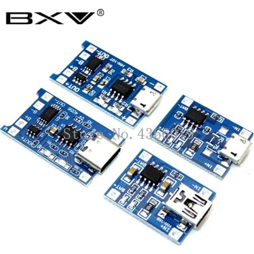 10Pcs TYPE-C/Micro USB 5V 1A 18650 TP4056 Lithium Battery Charger Module Charging Board With Protection Dual Functions 1A Li-ion