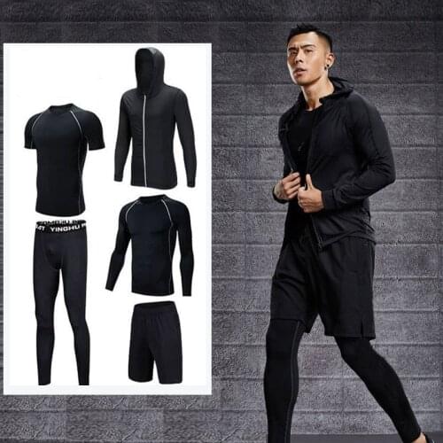 2021 Mens Compression Sportswear Running Sports Suit Basketball Tights Clothes Male Gym Fitness Training Set Jogging Tracksuits