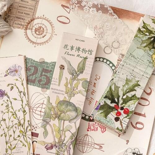 30 Pcs/Set Retro Flower Museum Series Paper Bookmark INS Style Book Holder Page Markers Gift Stationery