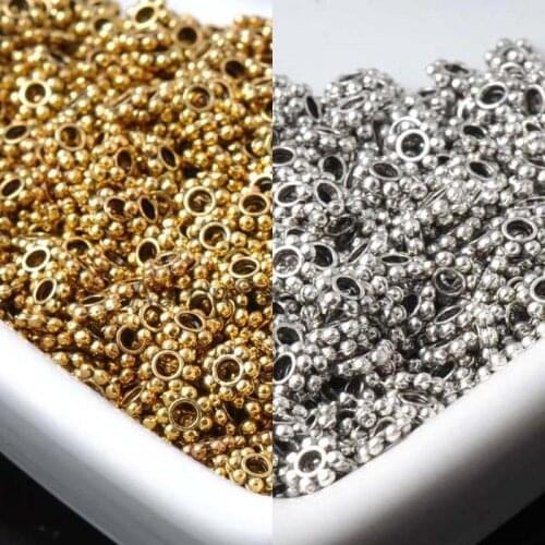 4mm 500Pcs Gold And Silver Alloy snowflake Spacer Beads Fit Jewelry Handmade HJ001