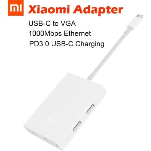 Xiaomi 2K 60Hz USB-C to VGA Adapter Type-C To 1000Mbps Gigabit Ethernet Adapter USB-C PD3.0 Charger for Macbook Xiaomi Laptop 13