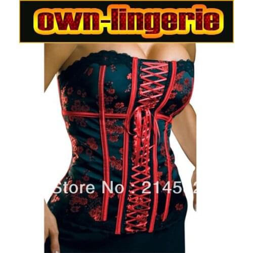 Free Shipping Floral Corsets Plum Blossom Strapless Overbust Sexy Bustiers lace bandage comfortable Plus Size w3108