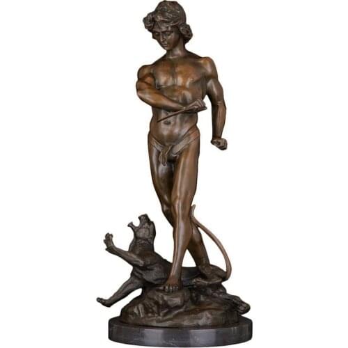 Large Male Hunters Statue Bronze Man Sculpture Art Villa Office Decor Business Gift