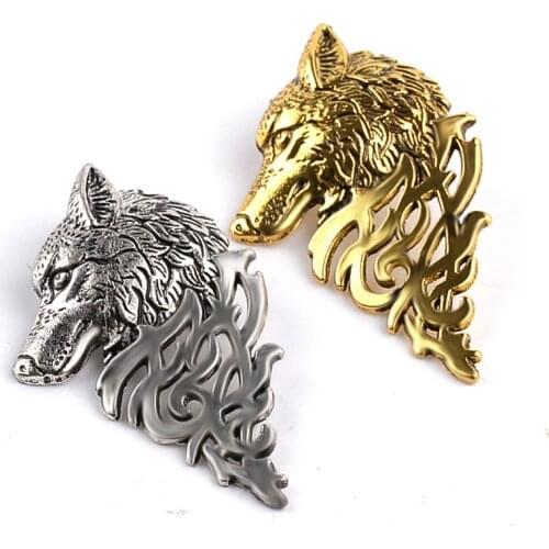 Wholesale 20pcs/lot Euro-American Vintage Personality Wolf Head Brooch Women Men Alloy Pins For Gift 2 Colors Option